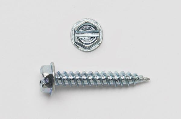 PC82 #8 (1/4 HEX) X 2 HEX WASHER HEAD SLOT SHARP POINT TAPPING SCREW ZINC PLATED